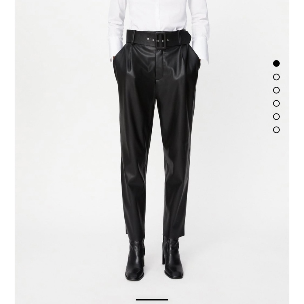 ZARA Belted Faux Leather Pants